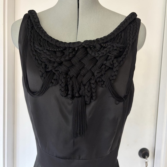 Nanette Lepore Silk Cocktail Midi Dress, silk cord braided detail, pockets, 8 - Picture 7 of 11